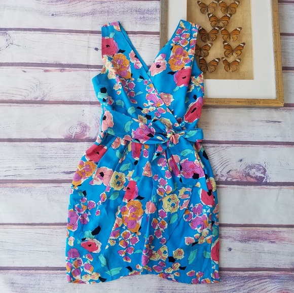 Yumi Kim Dresses & Skirts - Yumi Kim Silk Floral Faux Wrap Mini Dress XS